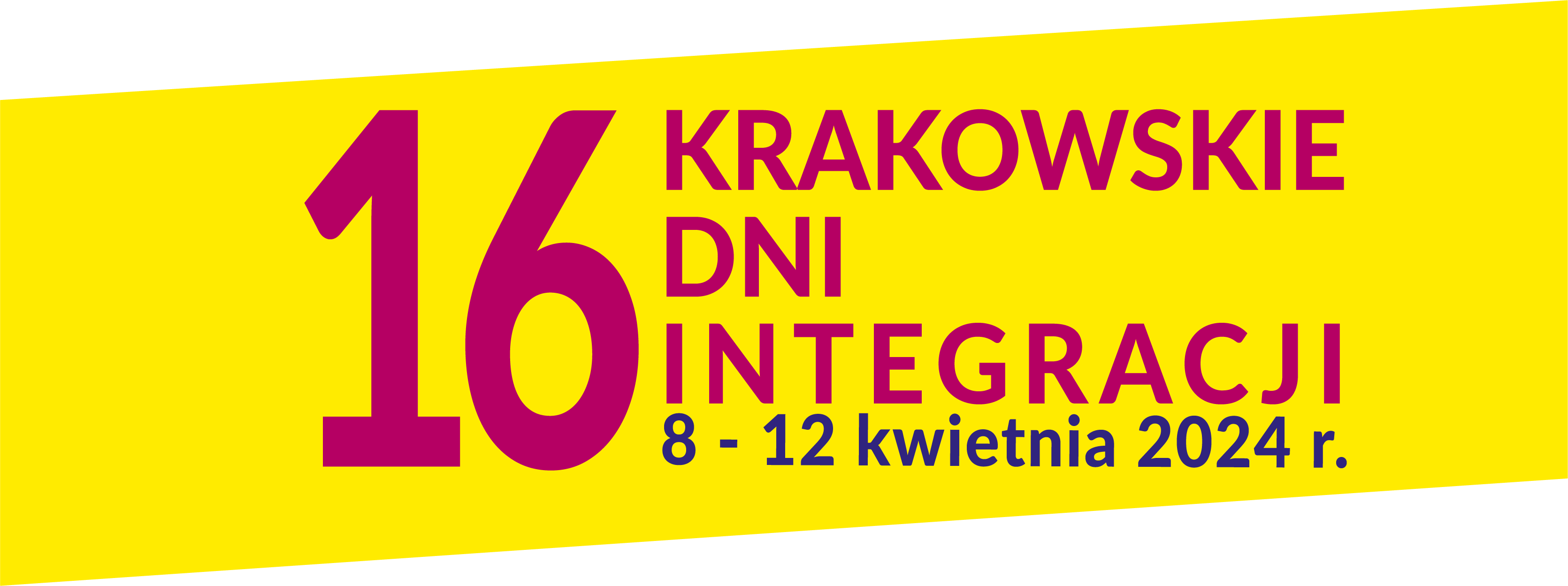 Logotyp Krakowskich Dni Integracji. Na żółtym tle okrąg a w nim ręce wokół obrysu okręgu stykające się palcami, za okręgiem napis 14 KRAKOWSKIE DNI INTEGRACJI 25-29 kwietnia 2022 r.